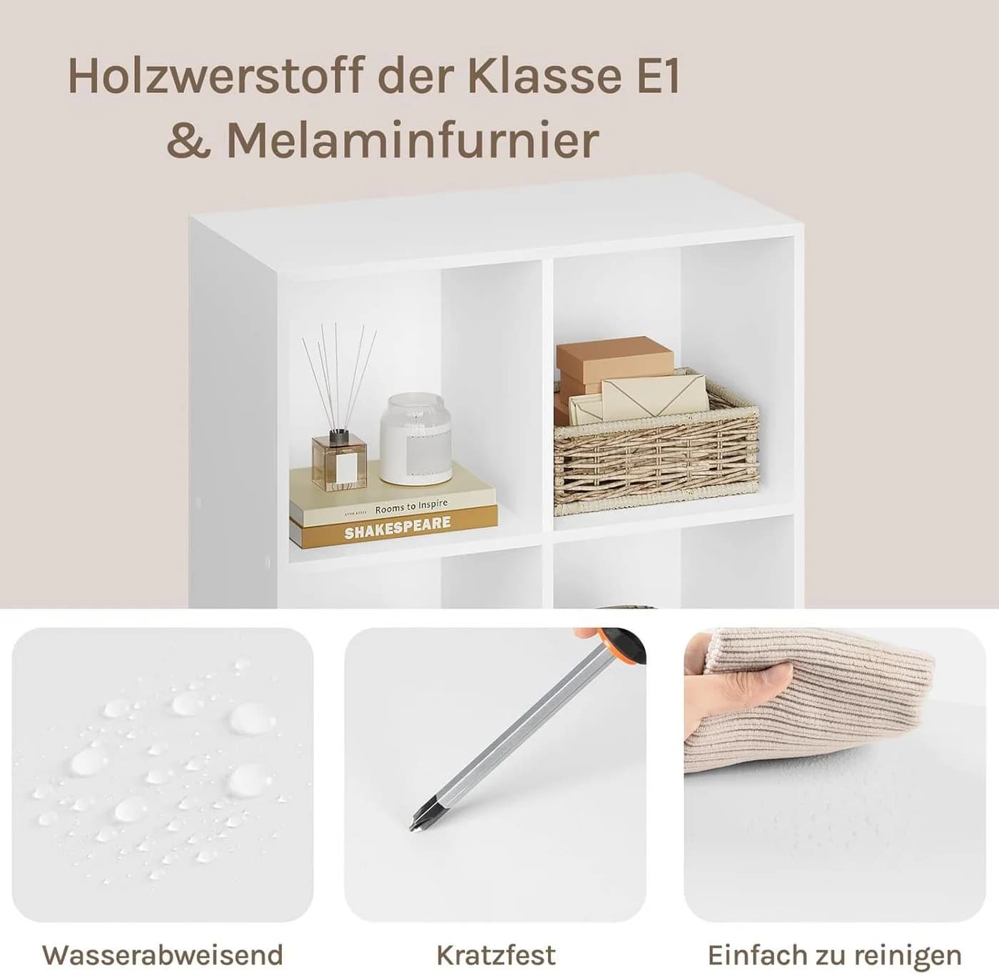 Woltu Bücherregal Weiß 8 Fächer MDF Büroregal Aktenschrank - Bild 5