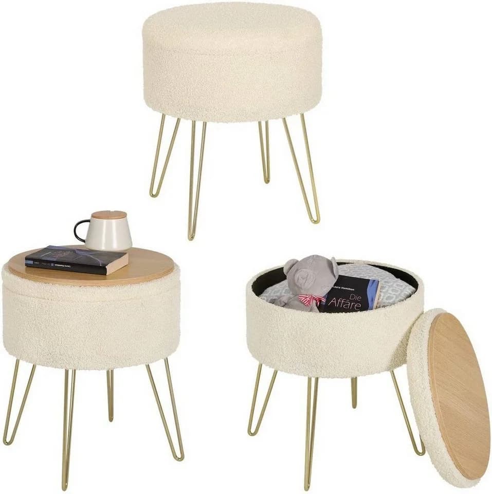 WOLTU Sitzhocker mit Stauraum Teddy-Fleece Hocker - Bild 5