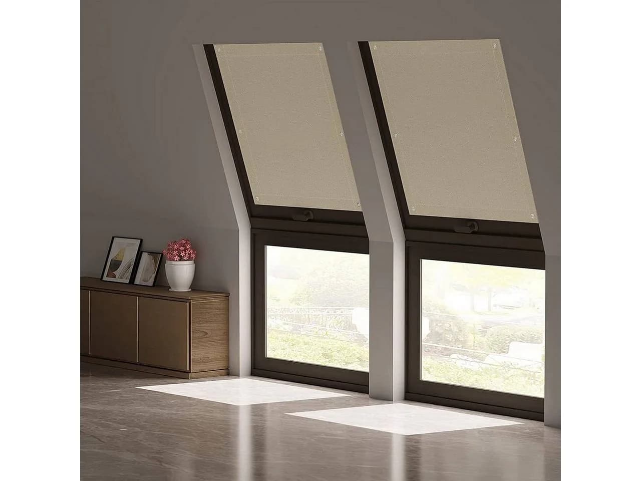 Woltu Dachfensterrollo Thermorollo ohne Bohren mit Saugnapf Grau Beige Schwarz