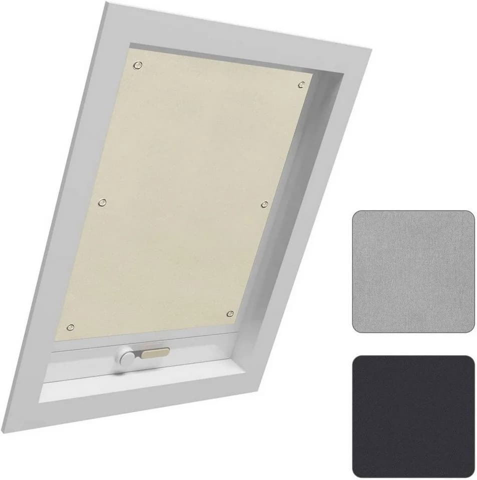 Woltu Dachfensterrollo Thermorollo ohne Bohren mit Saugnapf Grau Beige Schwarz - Bild 2