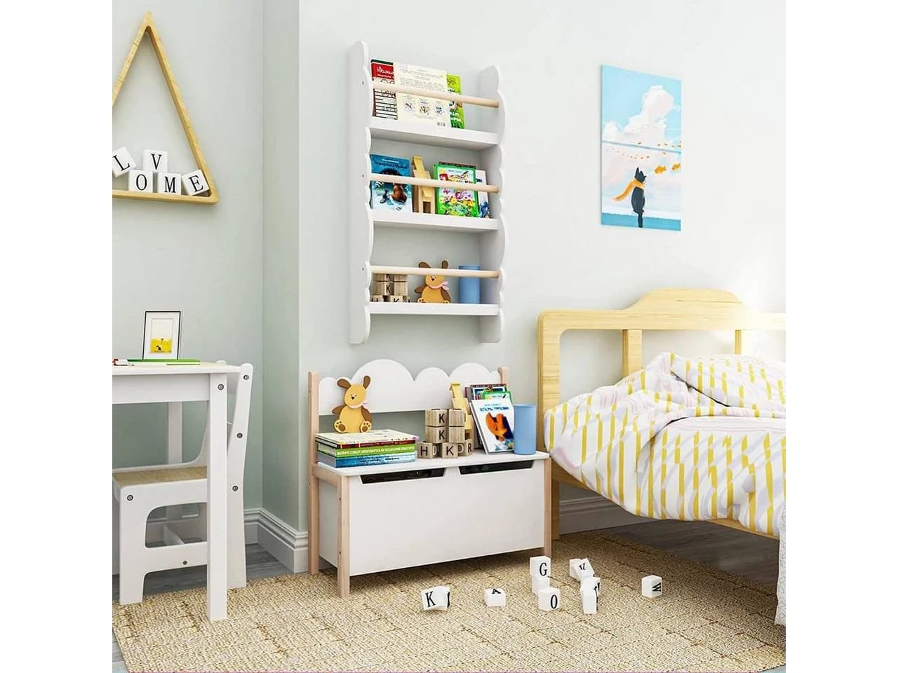 Woltu Truhenbank Weiß Helleiche Kindersitzbank mit Stauraum - Bild 3
