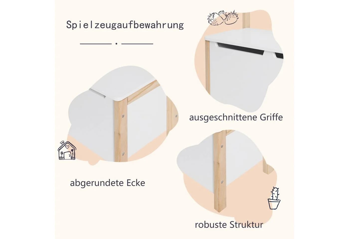 Woltu Truhenbank Weiß Helleiche Kindersitzbank mit Stauraum - Bild 5