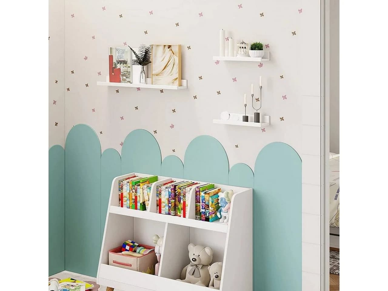Woltu Wandregal 3-tlg. Freischwebend MDF Weiß/Schwarz/Braun