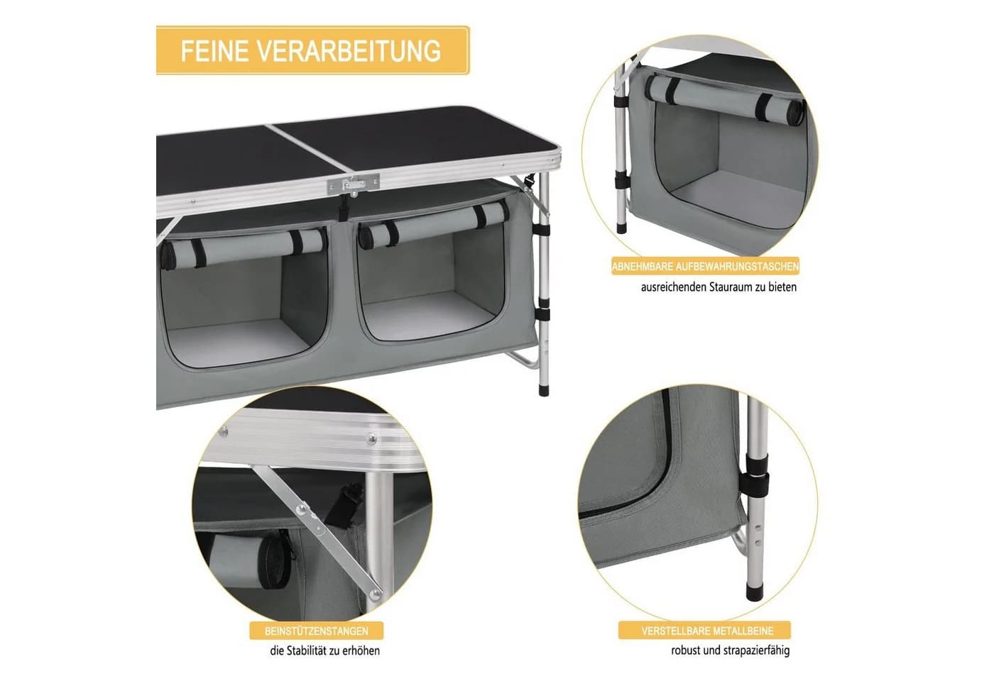 Woltu Campingtisch Höhenverstellbar mit Stauraum Outdoor inkl. Tragetasche - Bild 5