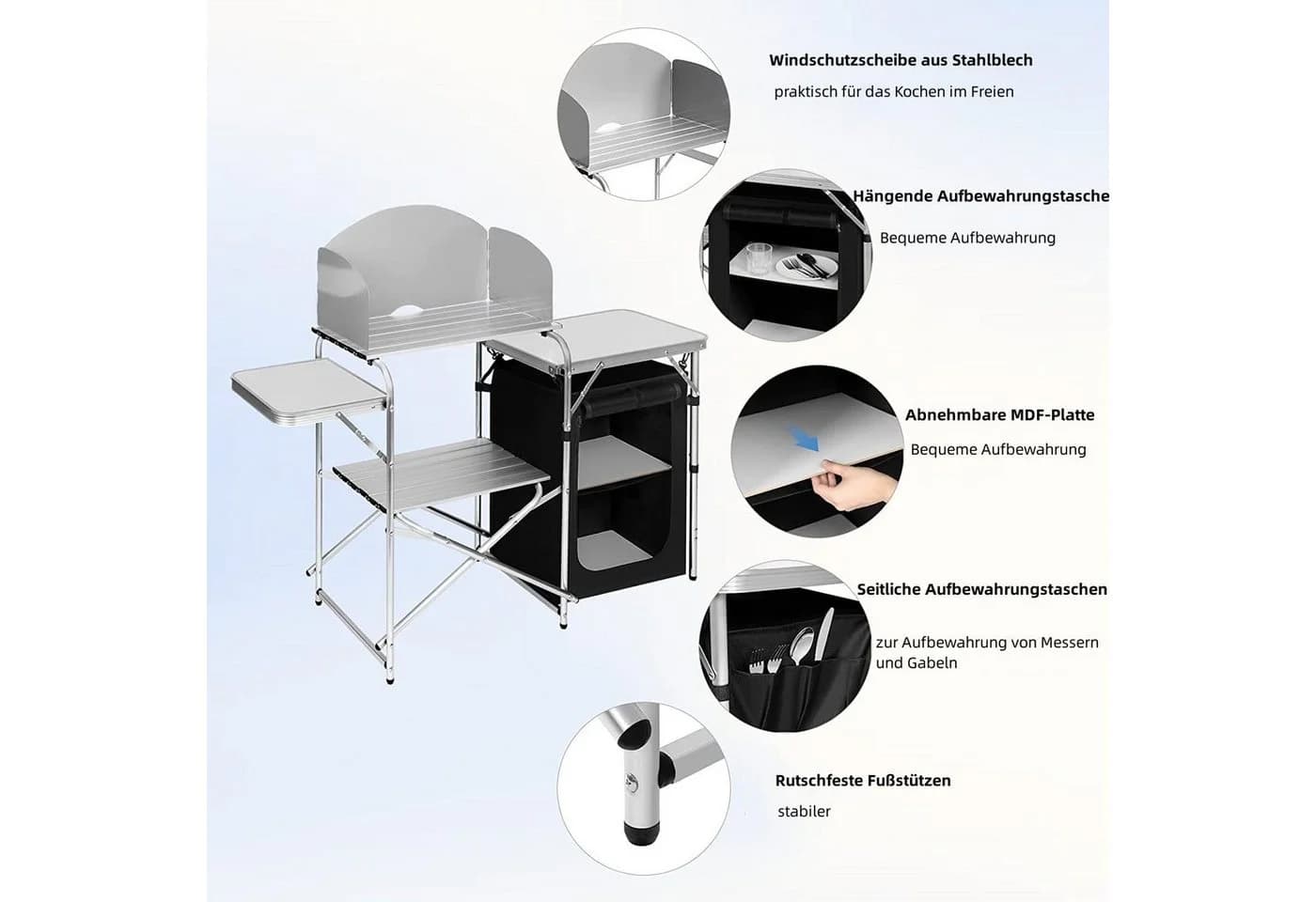 Woltu Campingtisch faltbar mit Tragetasche und Windschutz - Bild 5