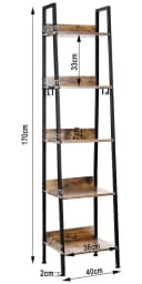 Woltu Standregal 5 Ebenen 4 Haken Industriestil MDF Metall Bild 3