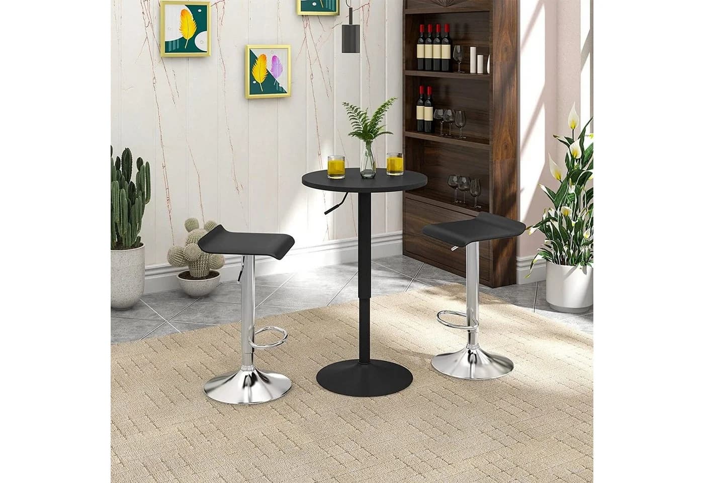 Woltu Bartisch Höhenverstellbar Schwarz MDF Metall - Bild 3