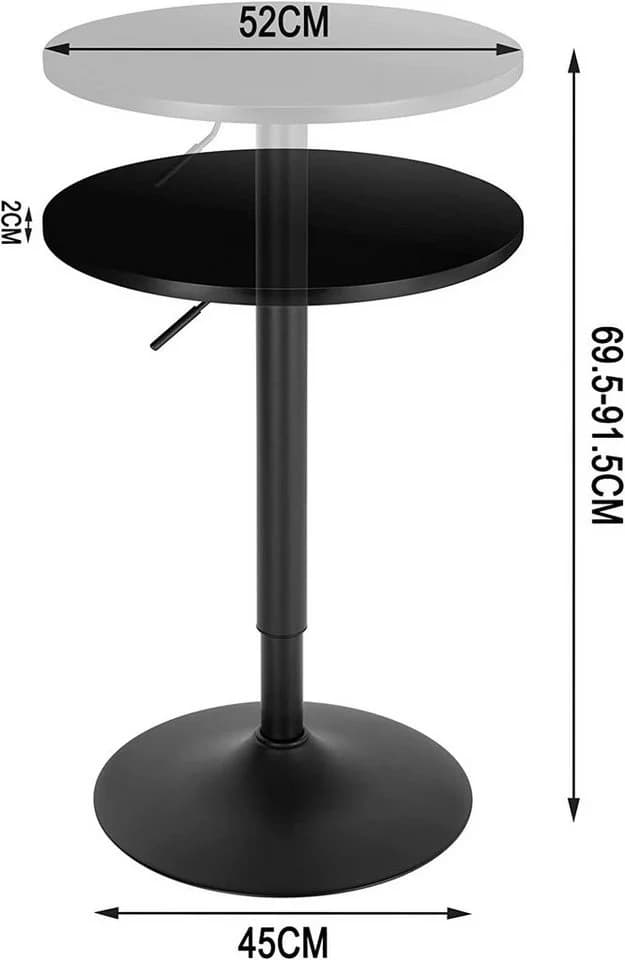 Woltu Bartisch Höhenverstellbar Schwarz MDF Metall - Bild 4