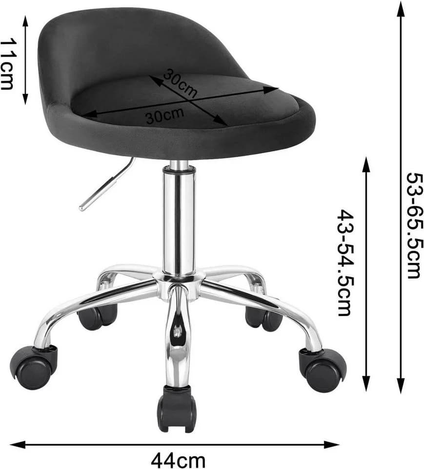 Woltu Bürostuhl Drehhocker Samt Grau höhenverstellbar - Bild 3