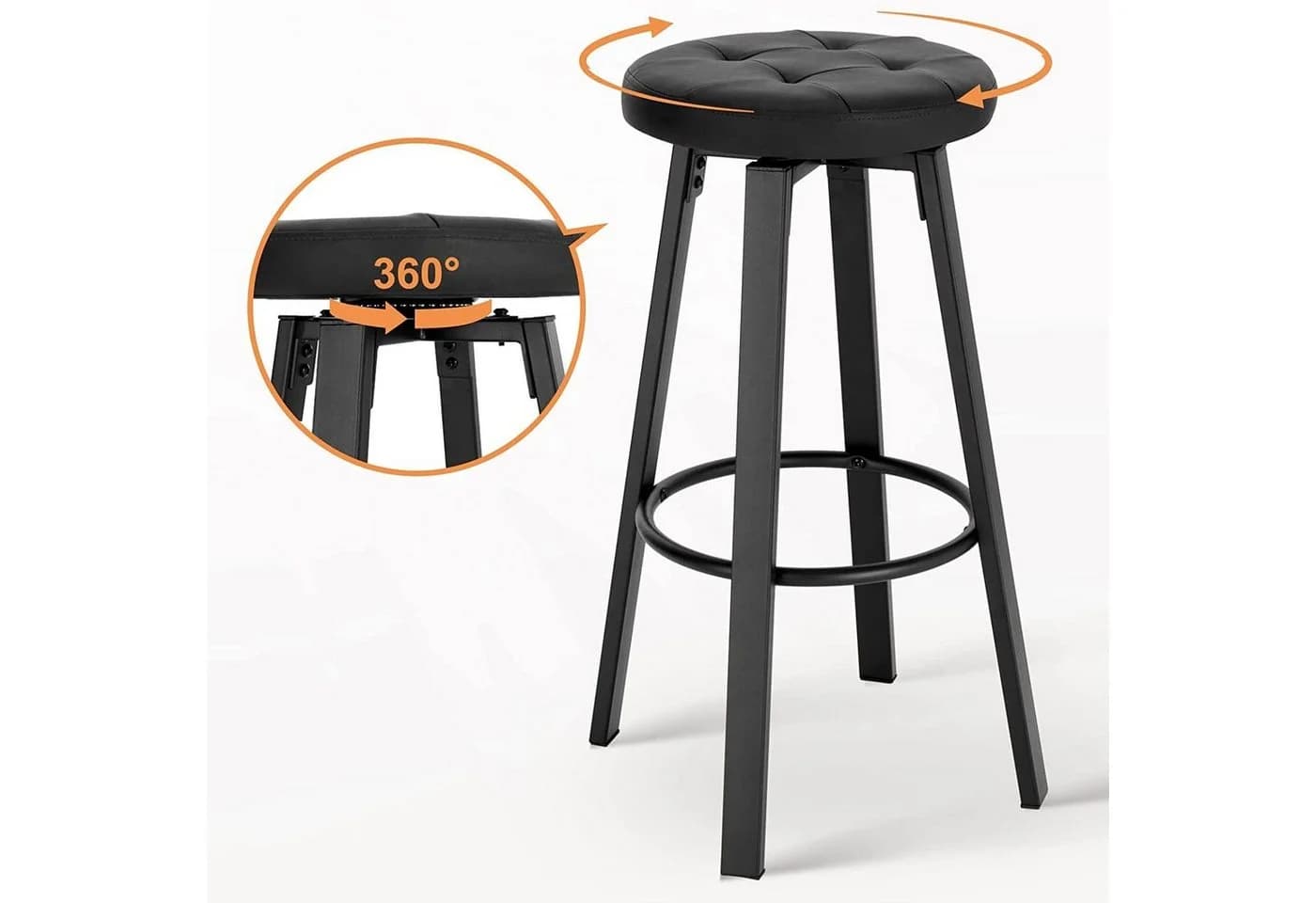 Woltu Barhocker 2er Set mit drehbarem Sitz 35,5 cm Kunstleder - Bild 5