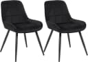 Woltu Esszimmerstuhl 2er Set Schwarz Samt Polsterstuhl mit Rückenlehne Bild 2