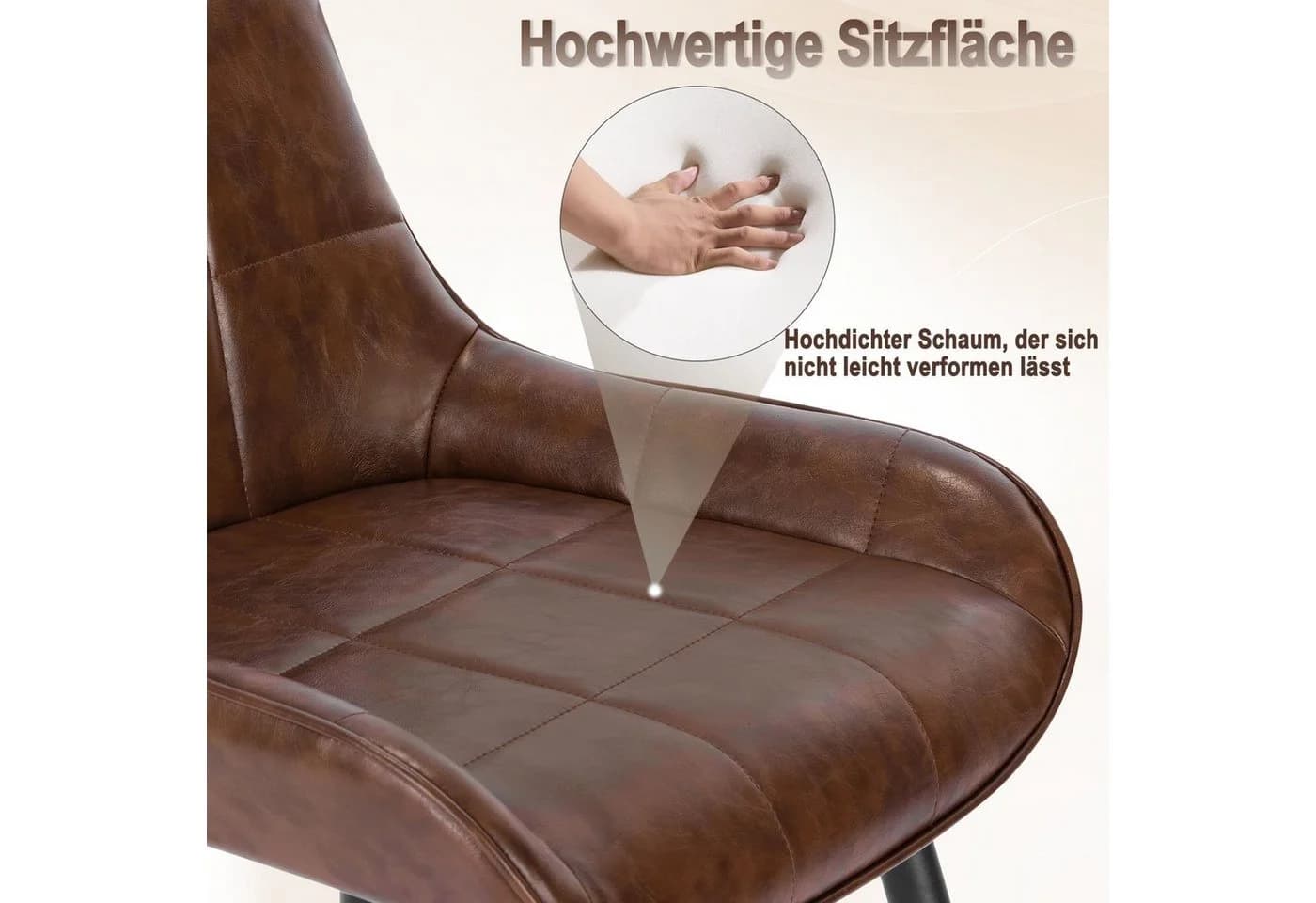 Woltu Esszimmerstuhl 2er Set Braun Kunstleder - Bild 5