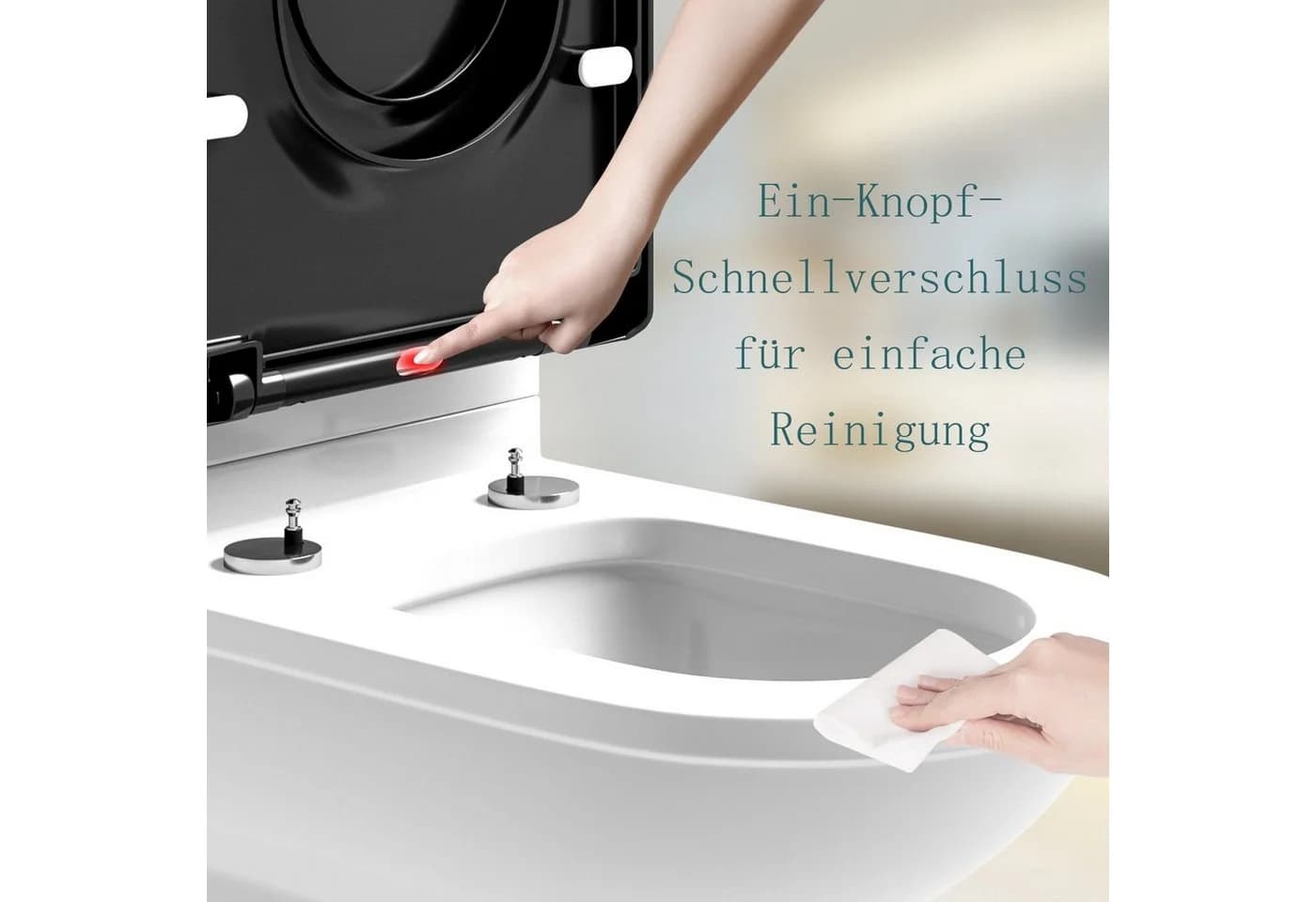 Woltu WC-Sitz mit Kindersitz & Absenkautomatik Weiß/Schwarz - Bild 5