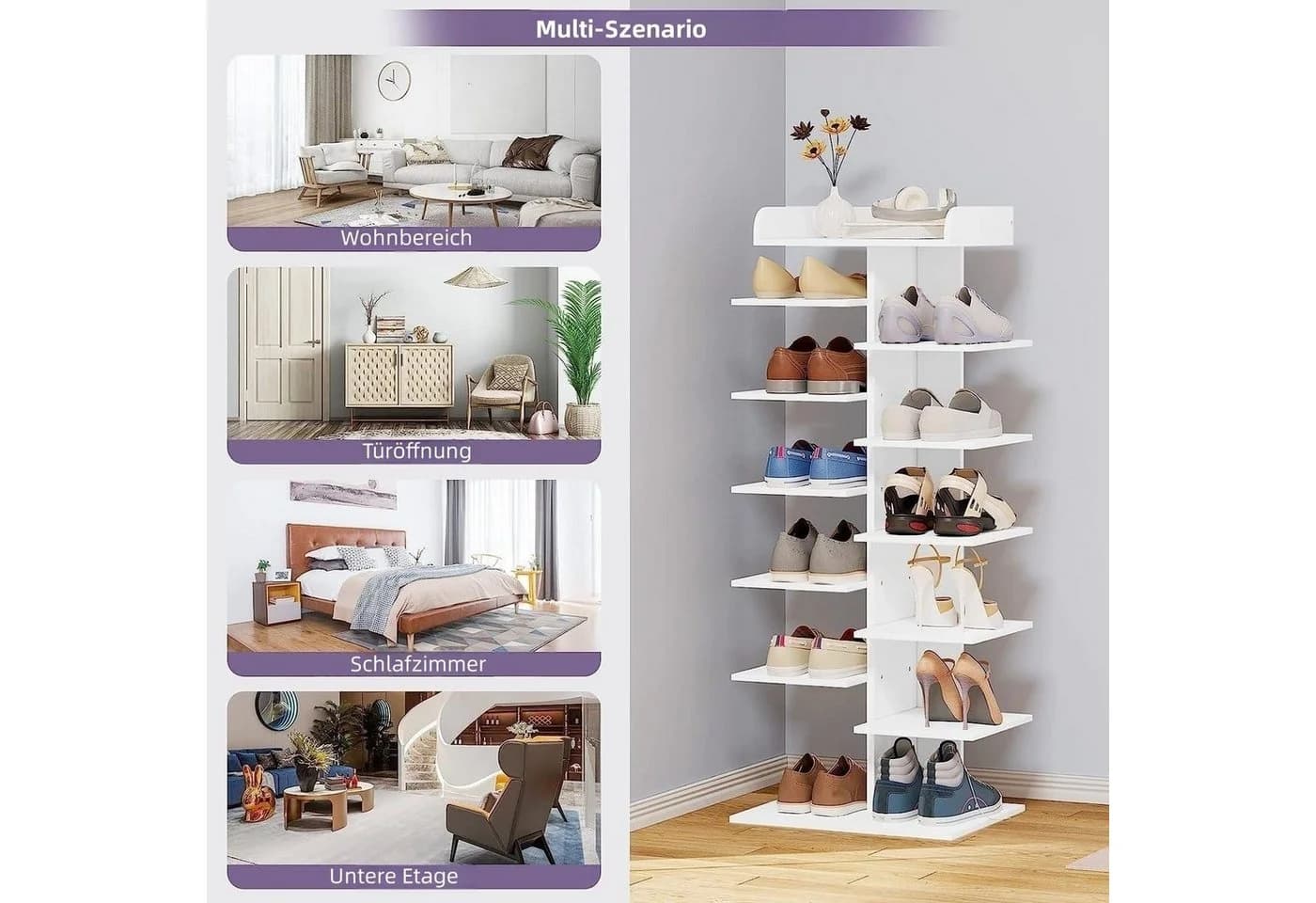 Woltu Schuhregal Weiß 12 Ebenen Platzsparend - Bild 4