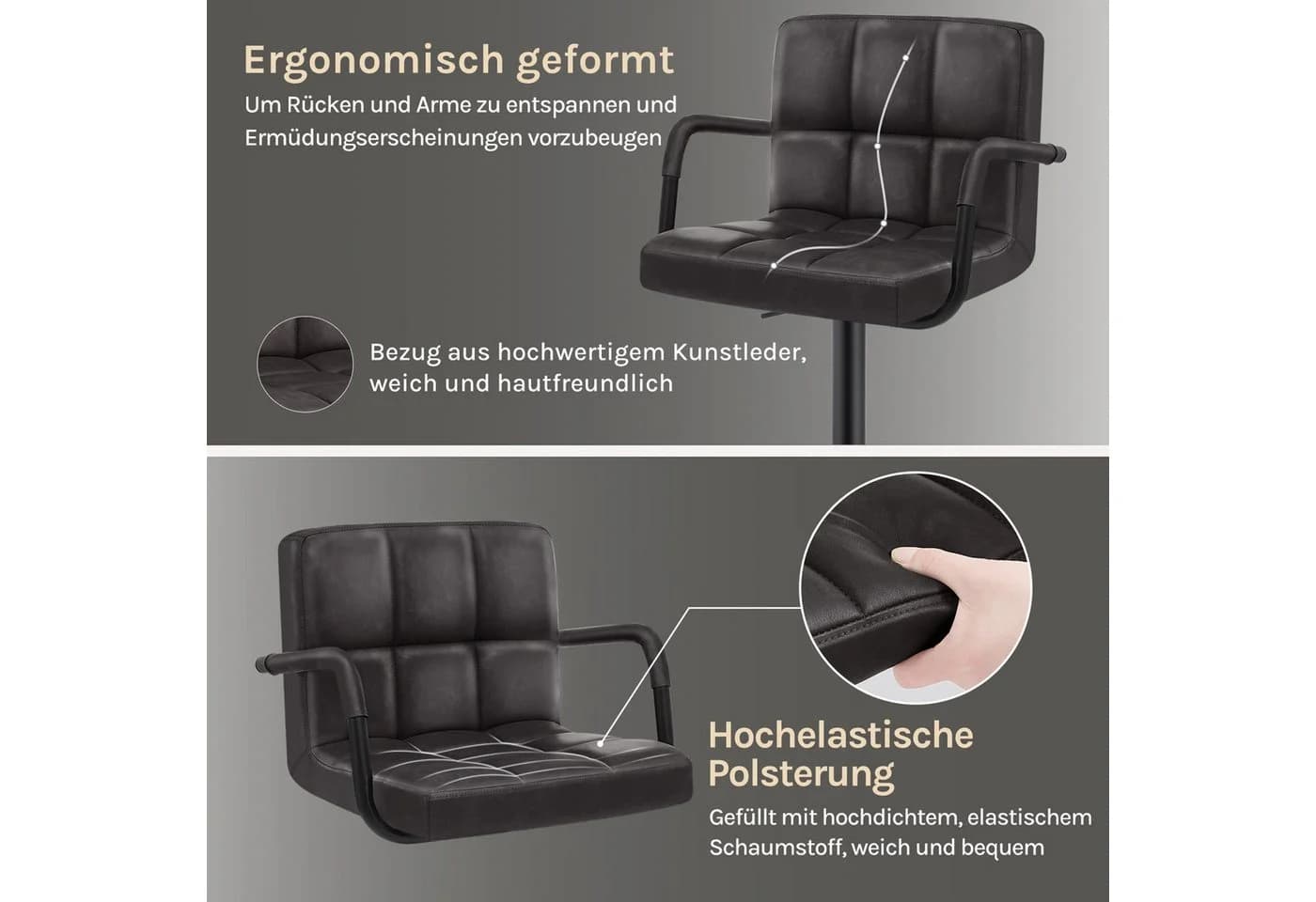 WOLTU Barhocker Kunstleder Höhenverstellbar Drehbar - Bild 4