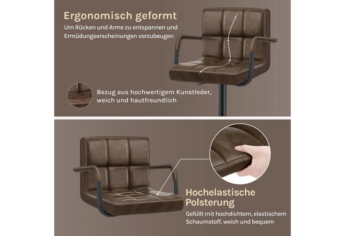 Woltu Barhocker Kunstleder Höhenverstellbar Drehbar - Bild 4