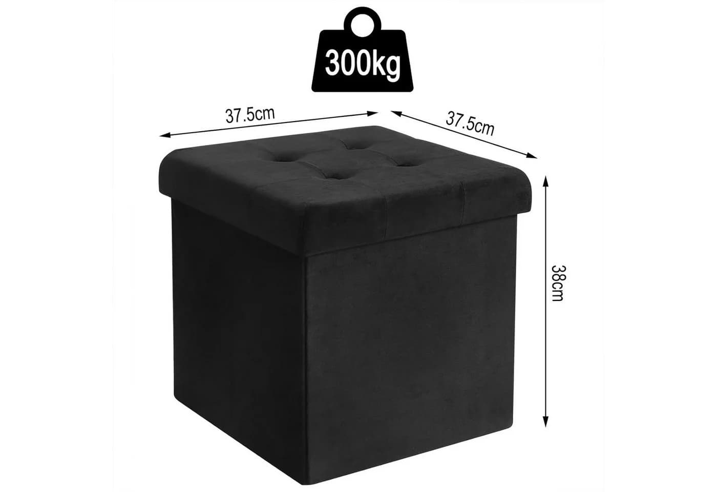 Woltu Sitzhocker 2er Set Schwarz Faltbar mit Stauraum - Bild 3