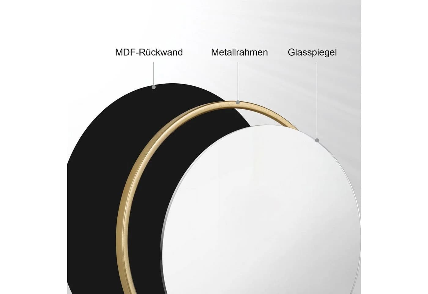 Woltu Runder Wandspiegel mit Goldrahmen Glas Metall - Bild 5
