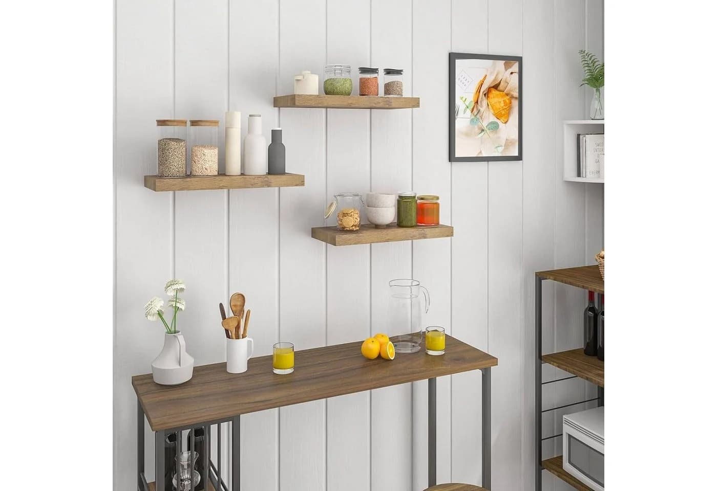 Woltu Wandregal Set 3-tlg. MDF Holz Braun Wandboard