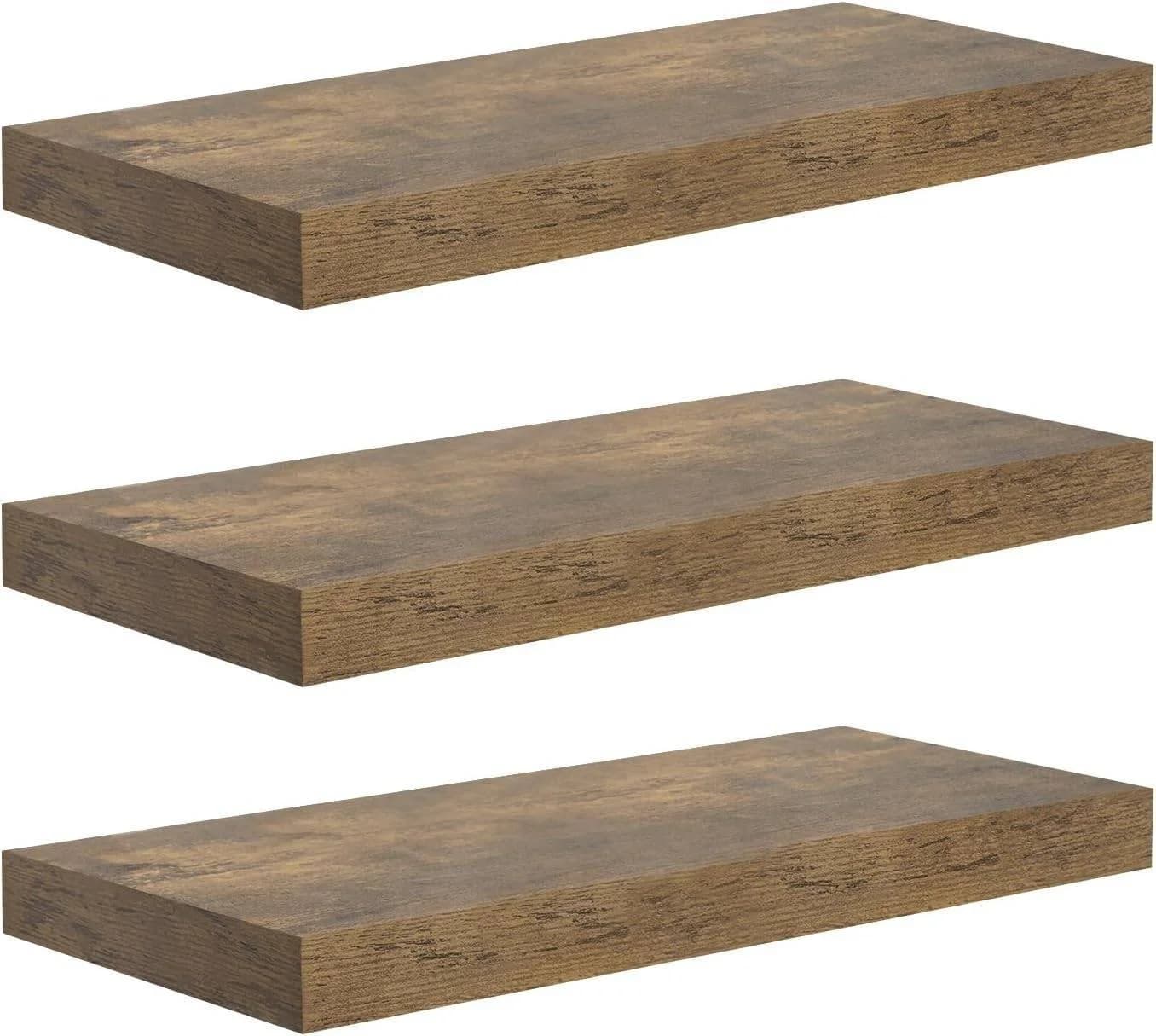 Woltu Wandregal Set 3-tlg. MDF Holz Braun Wandboard - Bild 2