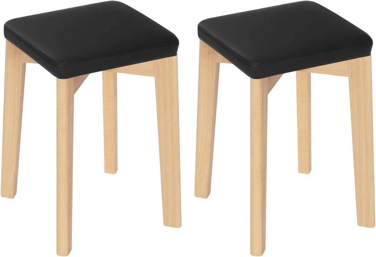 Woltu Esszimmerstuhl 2er Set Stapelbar Massivholz Schwarz - Bild 2