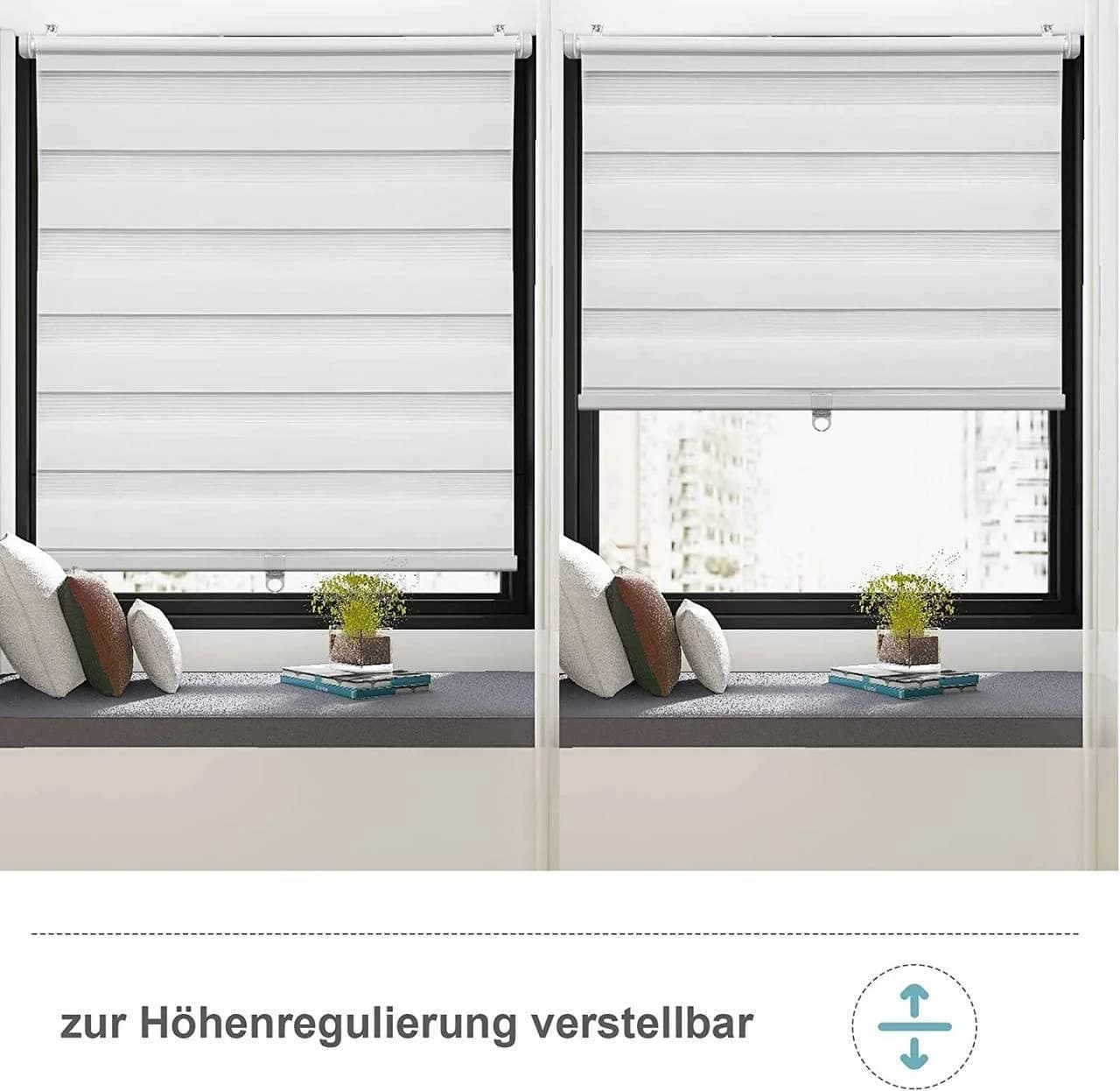 Woltu Doppelrollo Weiß Schnurlos Verdunkelnd Klemmfix - Bild 4