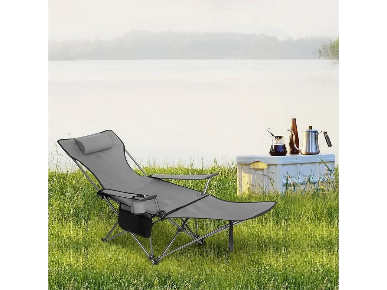 Woltu Campingstuhl Klappbar Outdoor mit Armlehnen Getränkehalter