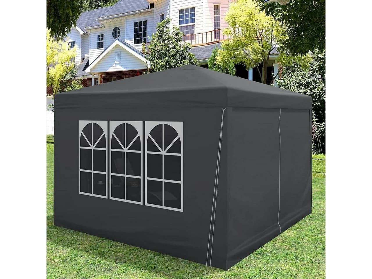 Woltu Faltpavillon 3x3m mit 4 Seitenteilen Anthrazit - Bild 5