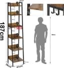 Woltu Standregal 6 Ebenen 4 Haken Dunkle Eiche Schwarz Bild 3