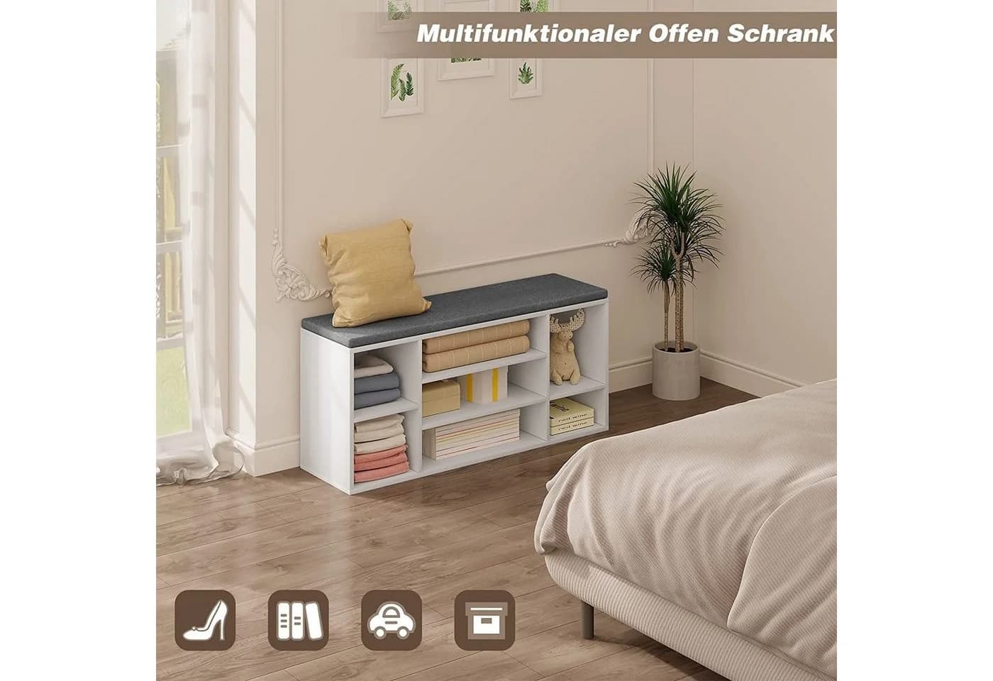 Woltu Schuhbank 7-Fach Weiß Grau - Bild 4