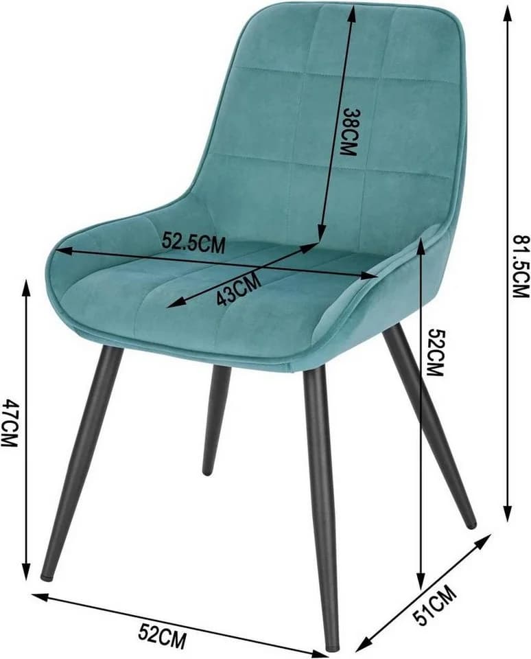 Woltu Esszimmerstuhl 4er-Set Samt Grün mit Rückenlehne - Bild 3