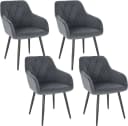 Woltu Esszimmerstuhl 4er Set Samt grau/schwarz mit Armlehne Bild 2