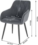 Woltu Esszimmerstuhl 4er Set Samt grau/schwarz mit Armlehne Bild 3