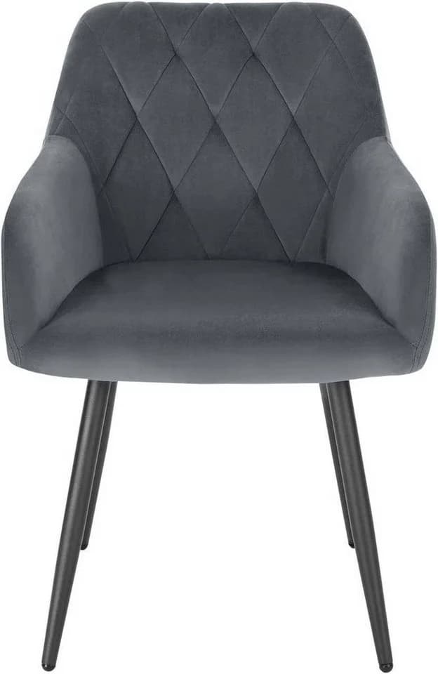 Woltu Esszimmerstuhl 4er Set Samt grau/schwarz mit Armlehne - Bild 5