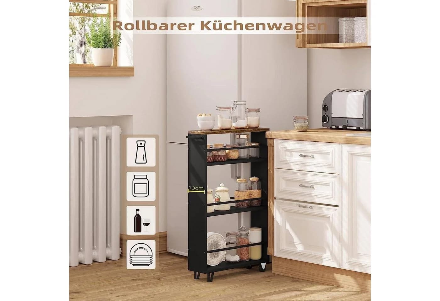 Woltu Küchenwagen 3 Ebenen mit Rollen und Griff
