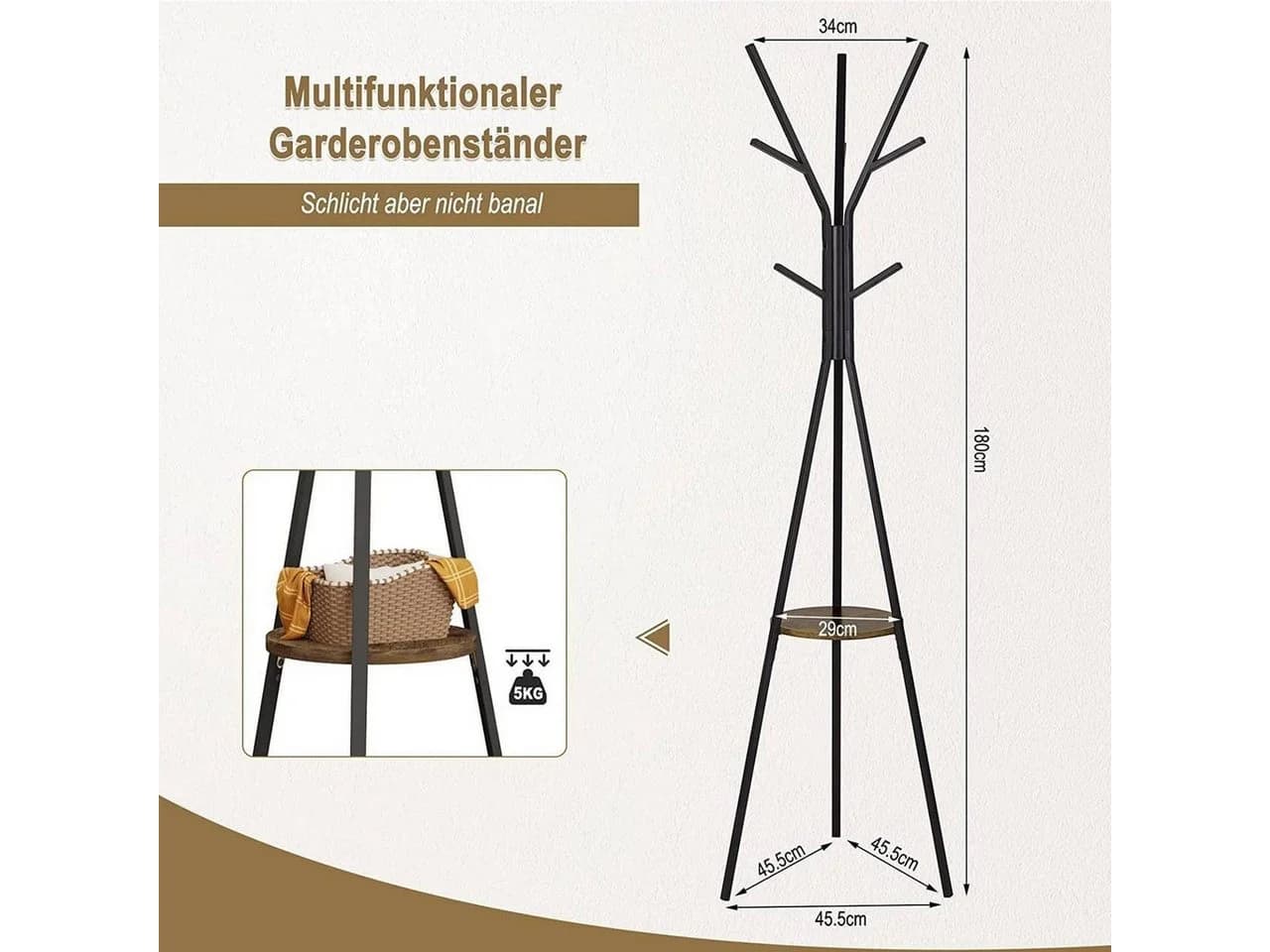 Woltu Kleiderständer Baumform 9 Haken 1 Ablage - Bild 3