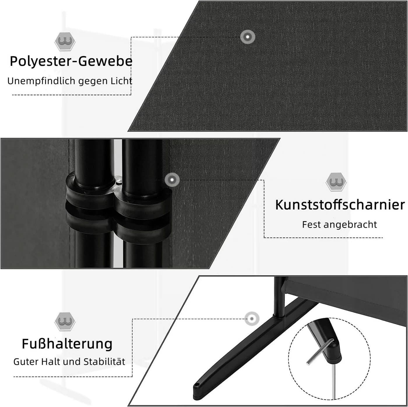 Woltu Paravent Raumteiler klappbar freistehend Trennwand Dunkelgrau - Bild 4