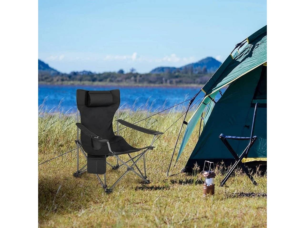 Woltu Campingstuhl 2er Set Klappbar Outdoor mit Armlehnen und Getränkehalter