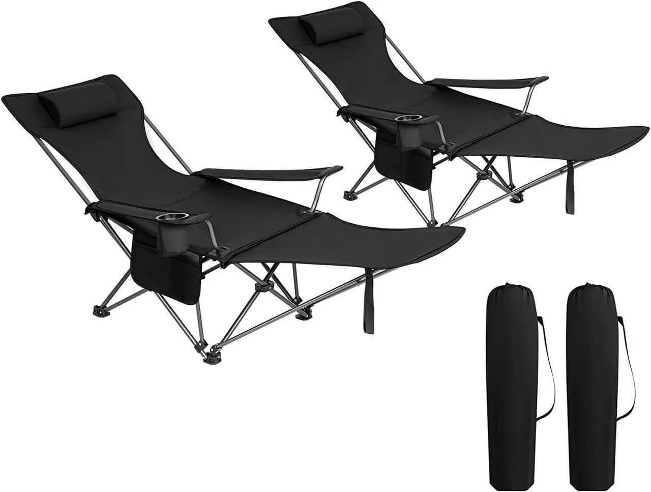 Woltu Campingstuhl 2er Set Klappbar Outdoor mit Armlehnen und Getränkehalter - Bild 2