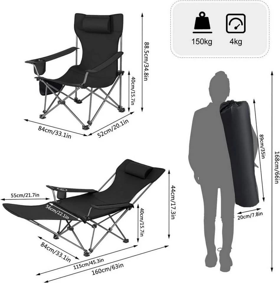 Woltu Campingstuhl 2er Set Klappbar Outdoor mit Armlehnen und Getränkehalter - Bild 3