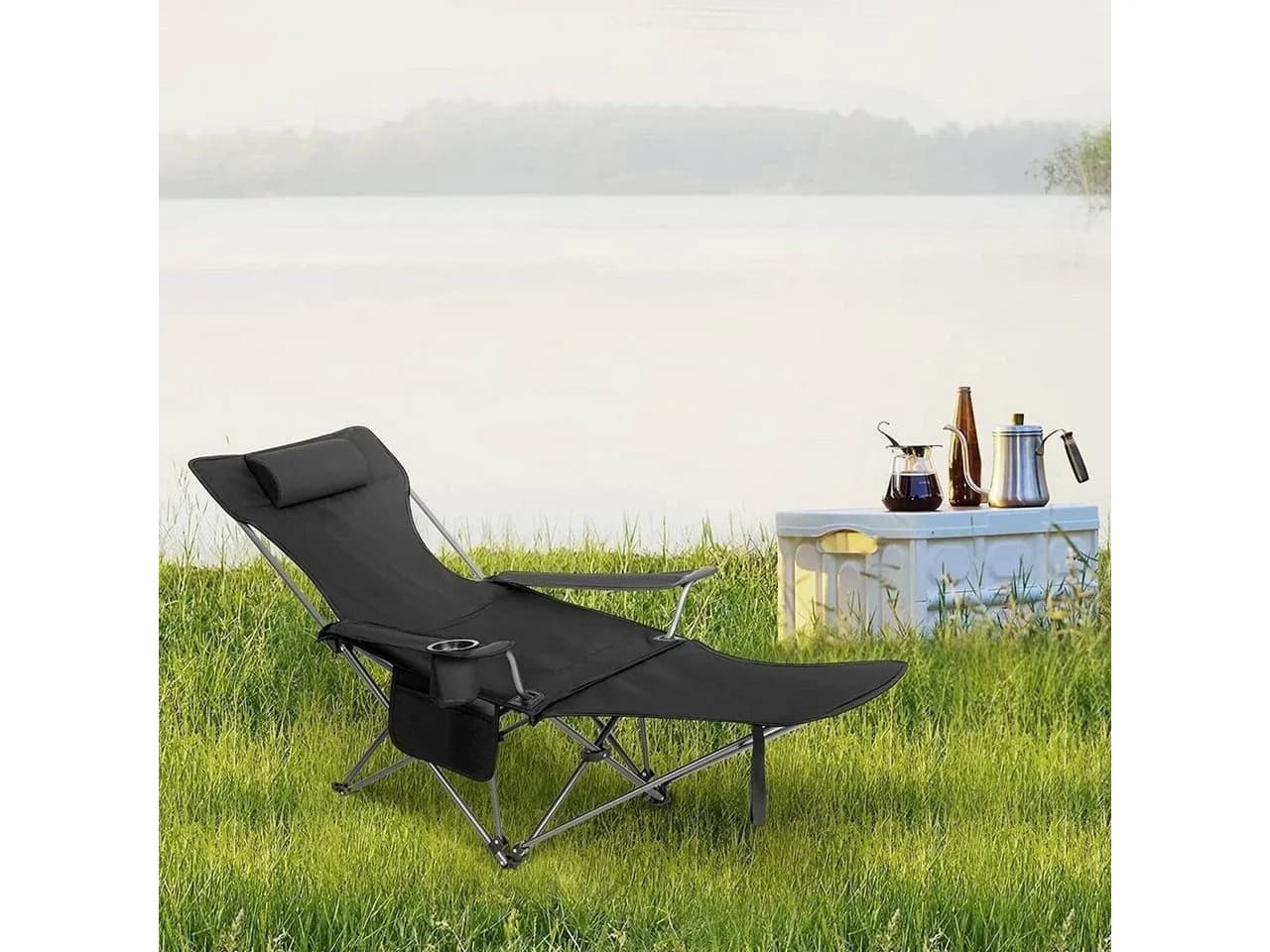 Woltu Campingstuhl 2er Set Klappbar Outdoor mit Armlehnen und Getränkehalter - Bild 4