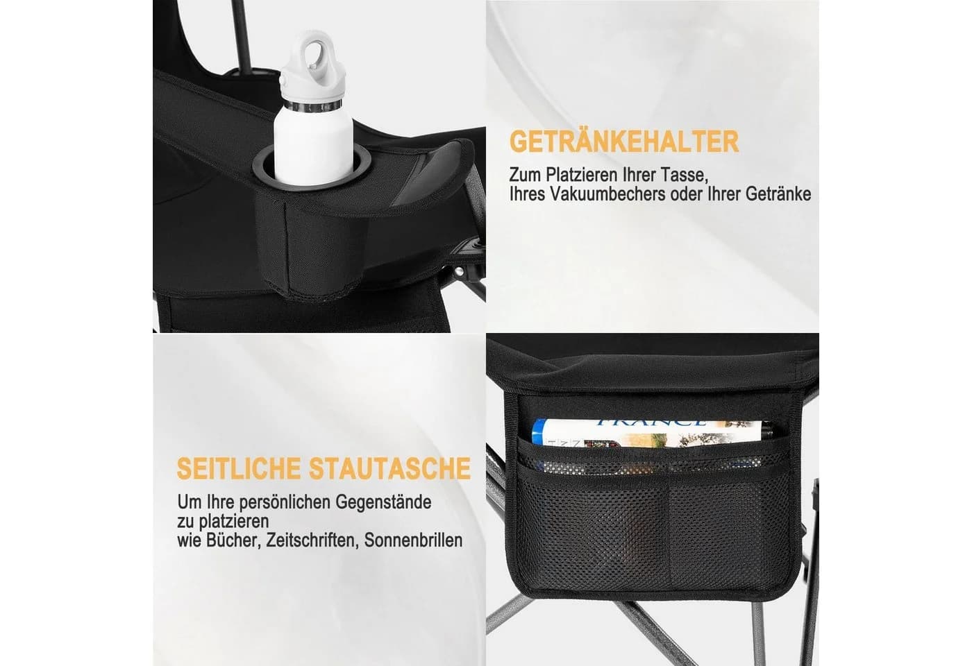 Woltu Campingstuhl 2er Set Klappbar Outdoor mit Armlehnen und Getränkehalter - Bild 5