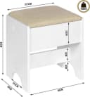 Woltu Polsterhocker Beige/Weiß Leinen 150 kg belastbar Bild 3