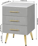 Woltu Nachttisch Grau Gold 3 Schubladen Massivholz Bild 3
