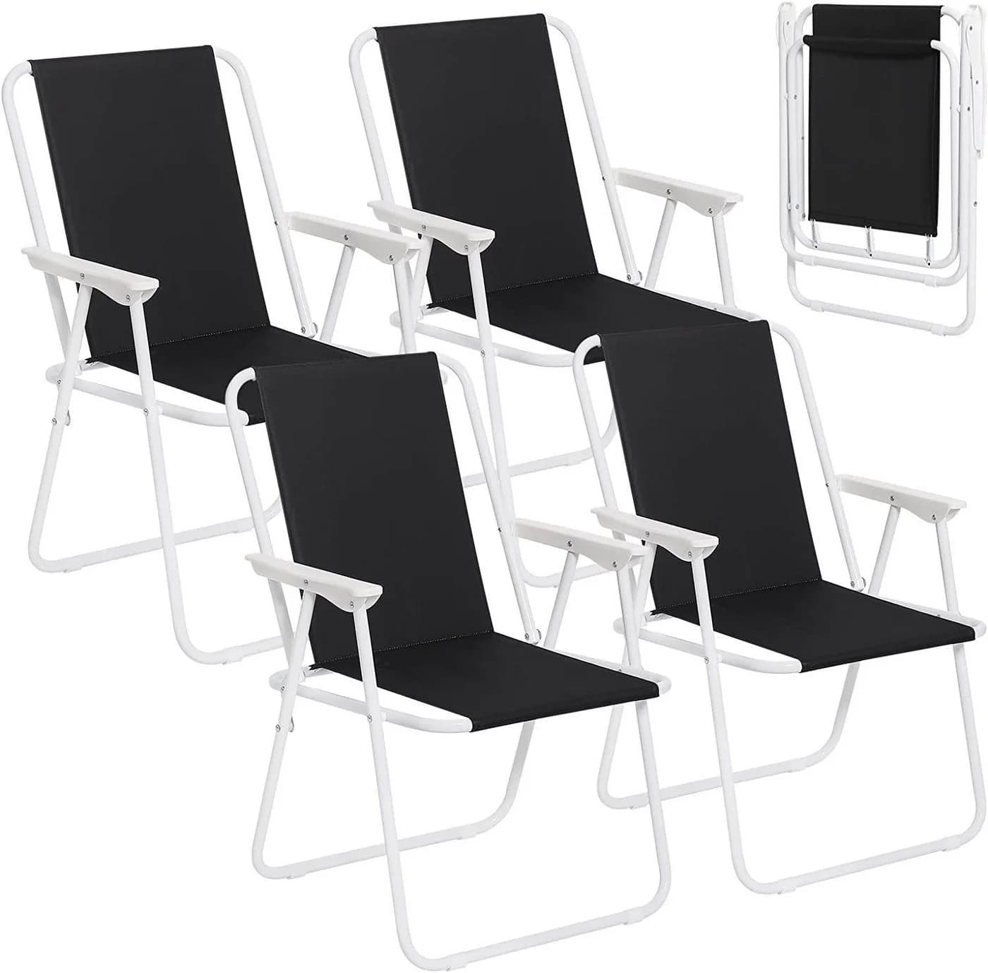 Woltu Campingstuhl 4er-Set Schwarz Klappbar mit Armlehnen - Bild 2