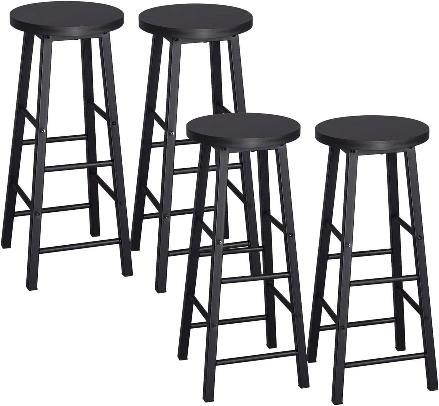 Woltu Barhocker 4er Set Stahl MDF Schwarz Industrial - Bild 2