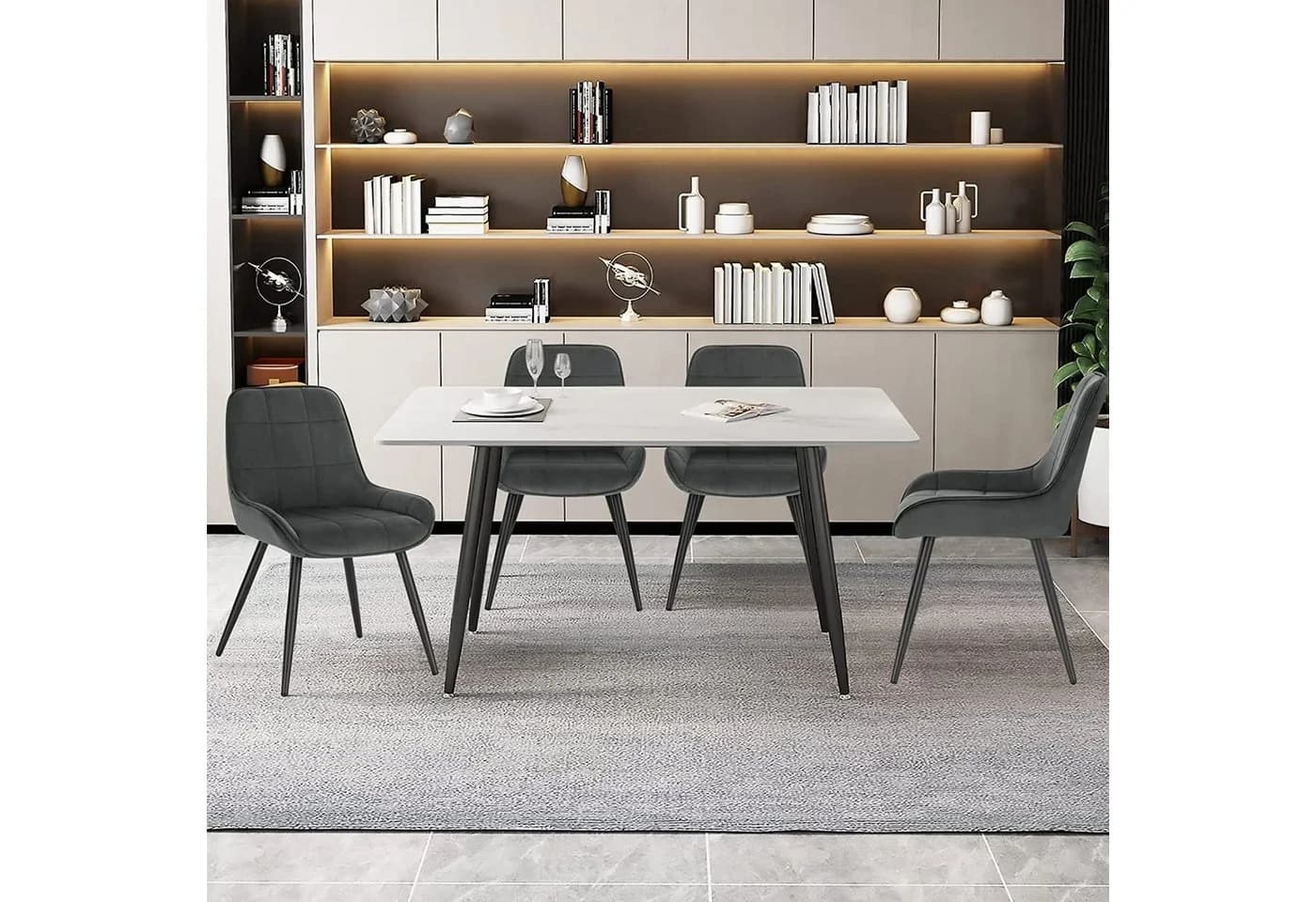 Woltu Küchenstuhl (2 St) Ergonomisch Samt