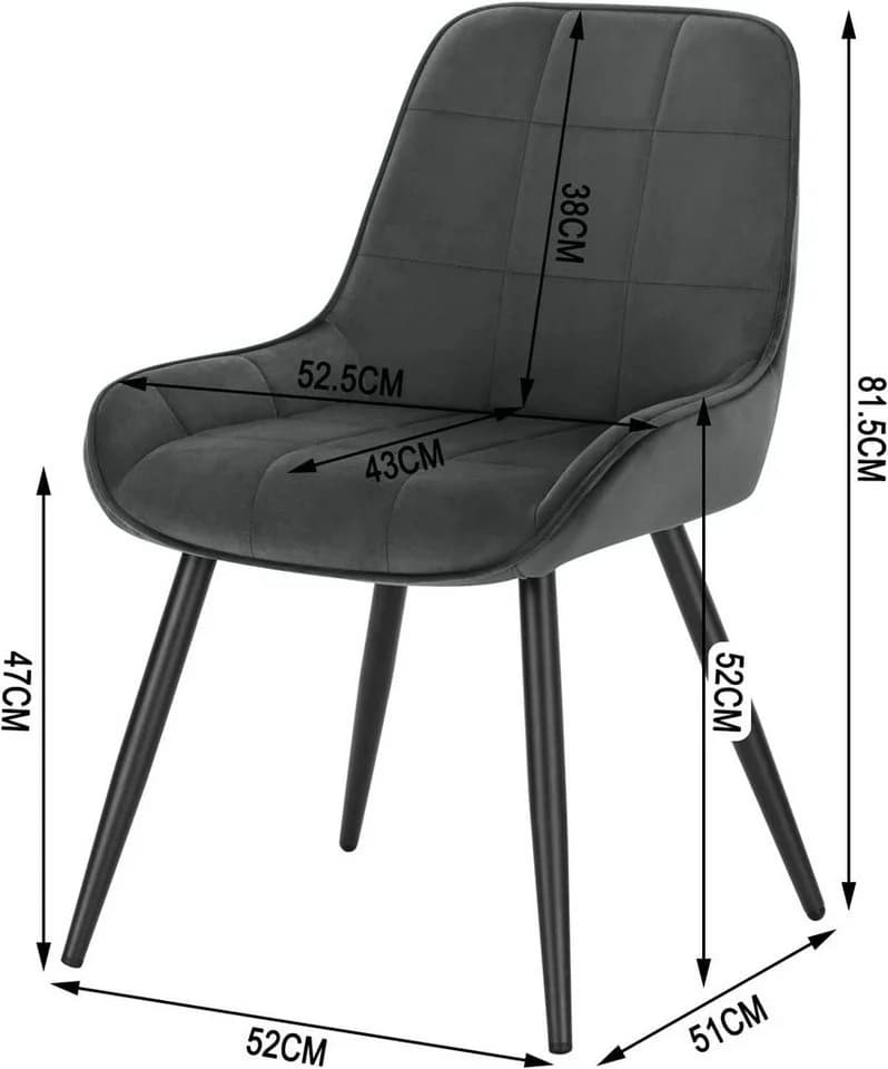 Woltu Küchenstuhl (2 St) Ergonomisch Samt - Bild 3