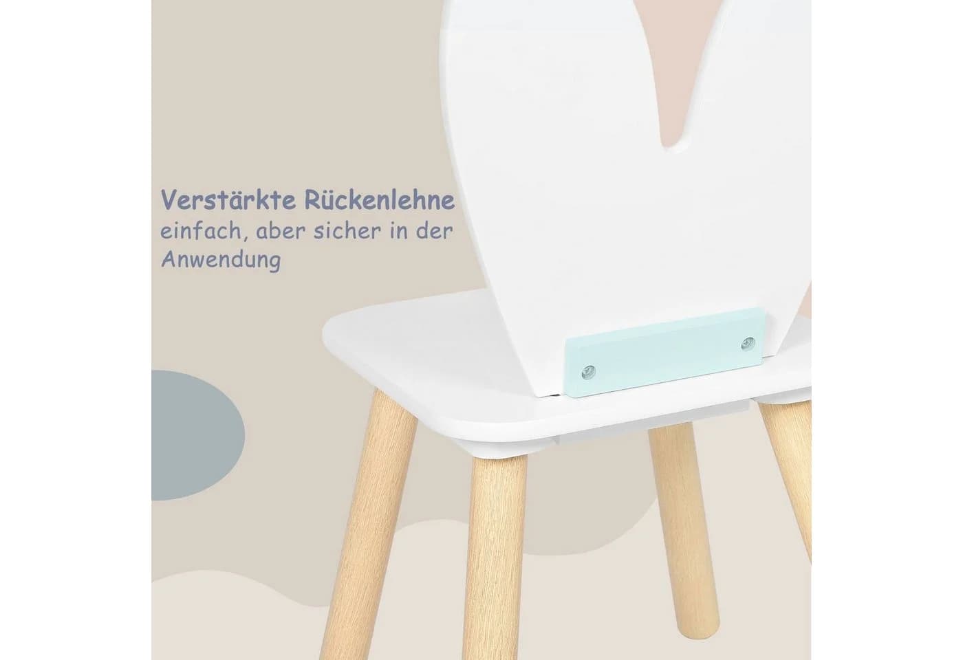 Woltu Kindersitzgruppe Weiß mit 2 Stühlen Massivholzbeine - Bild 5