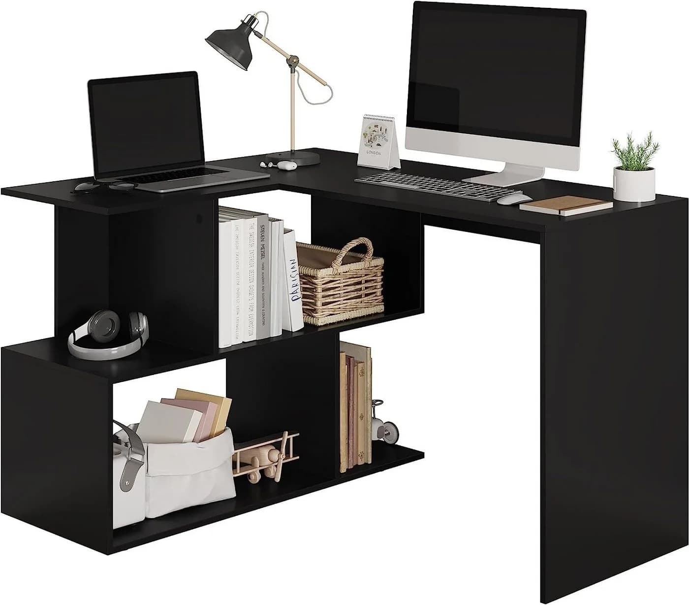 Woltu L-Form Eckschreibtisch 120x100cm mit Ablagen - Bild 2